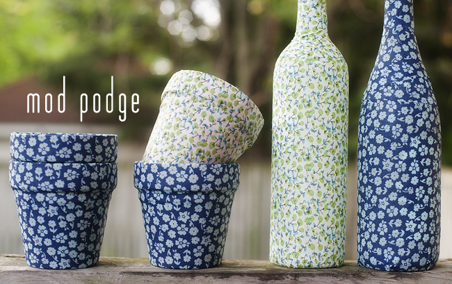 mod podge vases and flower pots