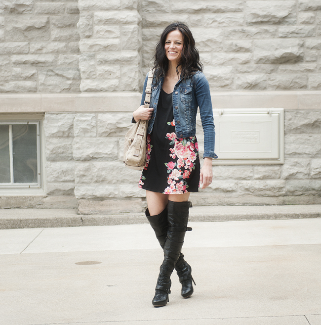 Short dress and sales thigh high boots