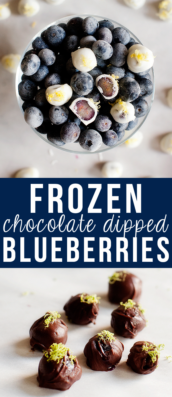 Frozen Chocolate Dipped Blueberries with Zest