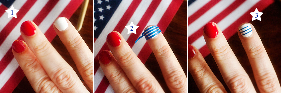 easy red, white and blue nails | www.prettyplainjanes.com