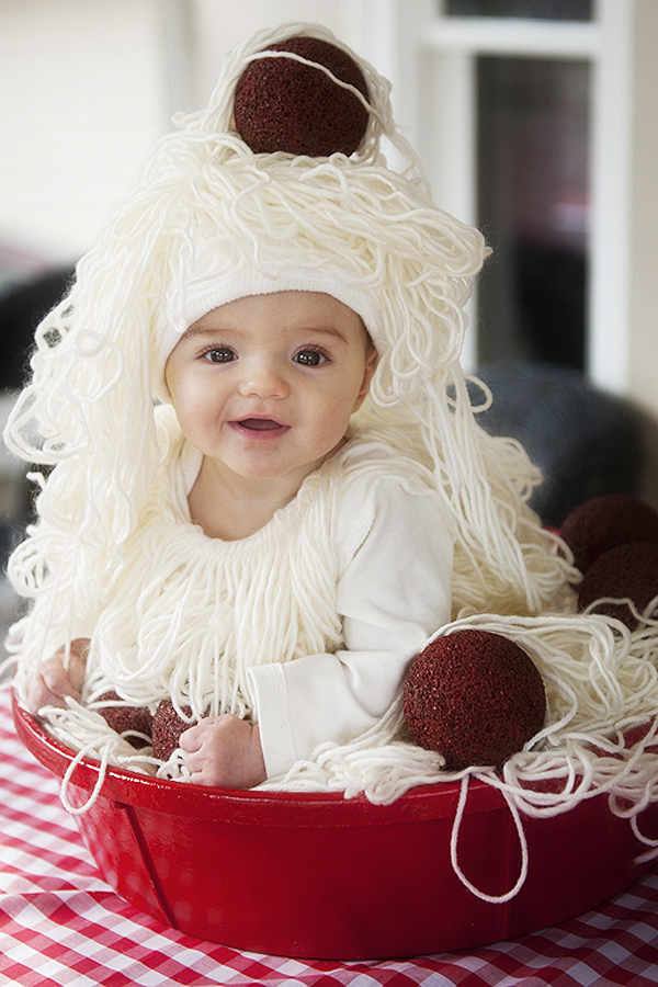 Diy Spaghetti And Meat Costume Pretty Plain Janes - Diy Baby Costume